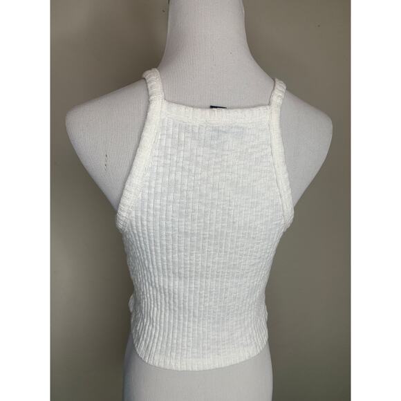 White Ribbed Camisole Crop Top Sz  Medium - Picture 2 of 8